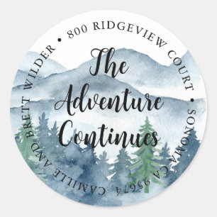 Forest Adventure Waterverf Bergen Adres Ronde Sticker