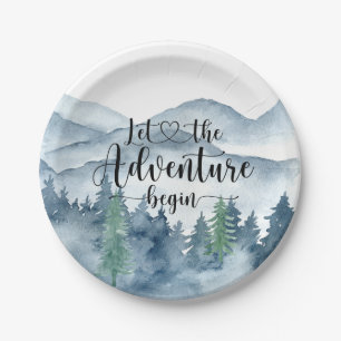 Forest Adventure Waterverf Mountains Baby shower Papieren Bordje