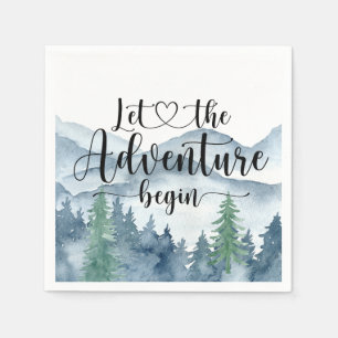 Forest Adventure Waterverf Mountains Baby shower Servet