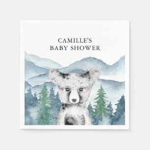 Forest Adventure Waterverf Mountains Baby shower Servet