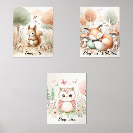  Forest Animal Baby Room Nursery Muurkunst Sets (Voorkant)