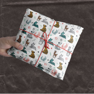 Forest Animal Doodle Patroon wit Tissuepapier