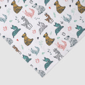 Forest Animal Doodle Patroon | wit Tissuepapier (Detail)