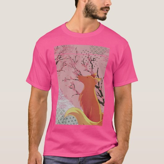 Forest Animal Sakura Wildlife Japanse Cherry Blos T-shirt (Voorkant)