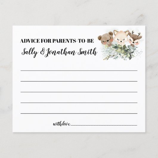 Forest Animals Advice for Parents to be card Flyer (Voorkant)