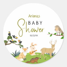 Forest Animals Baby shower Classic Ronde Sticker