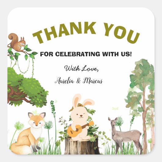 Forest Animals Baby shower Square Sticker (Voorkant)