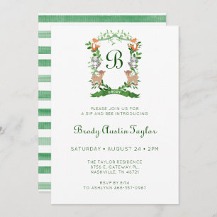 Forest Animals Crest Boy Sip en zie Uitnodiging