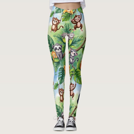 Forest Animals Seamless Pattern Leggings (Voorkant)