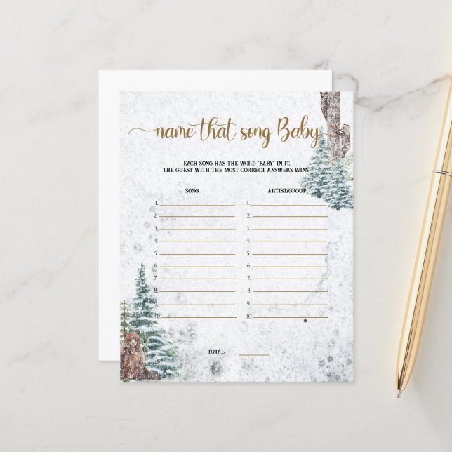 Forest beer-Naam dat nummer baby shower spel (Voorkant / Achterkant in situ)