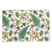 Forest berries, leaves and bugs on white kussensloop (Voorkant-Rechts)