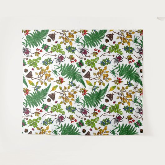 Forest berries, leaves and bugs on white wandkleed (Voorkant (horizontaal))