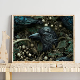 Forest Black Crow Bird   Zwart-roestwand afdrukken Poster