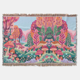 Forest Blanket - Enchanted Forest Pink & Orange Deken