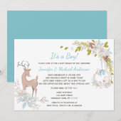 Forest Blue Boy Beer Deer Baby shower per post Kaart (Voorkant / Achterkant)