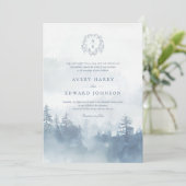 Forest Blue bruiloft uitnodiging (Staand voorkant)