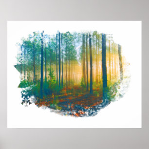 " Forest Bossen Rustic Woodland Artsy Poster