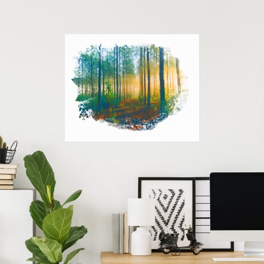 " Forest Bossen Rustic Woodland Artsy Poster (Thuiskantoor)