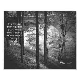 Forest Bridge Isaiah 26:3 Foto B&W Print Afdruk