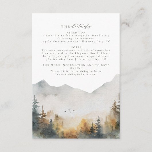 Forest bruiloft details invoegen Kaart (Voorkant)