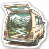 Forest Camper Van Vinyl Sticker | Camping Sticker (Voorkant)