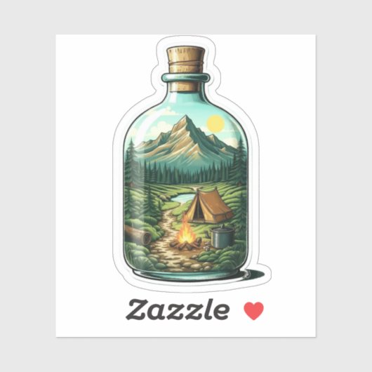 Forest Camping In a Bottle Vinyl Sticker | Sticker (Vel)