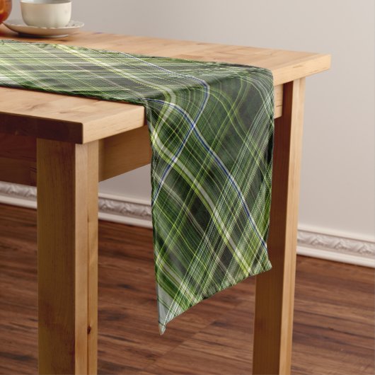 Forest Canopy Green Cream en Plaid Korte Tafelloper (Voorbeeld)
