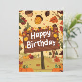 Forest Charming Wish Herfst Herfst Happy Birthday Kaart (Staand voorkant)