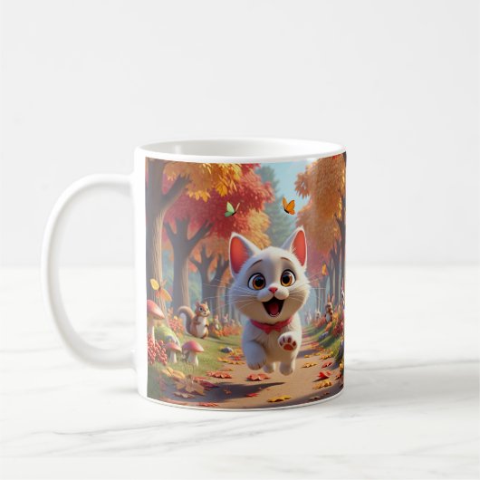Forest Chase: Running Cat Mug Koffiemok (Links)