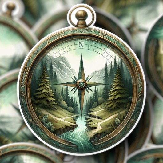 Forest Compass Vinyl Sticker | Die-Cut Sticker