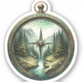 Forest Compass Vinyl Sticker | Die-Cut Sticker (Devant)