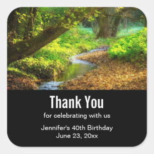 Forest Creek Beauful Natuur Foto Birthday Vierkante Sticker