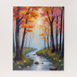 Forest Creek | Fall Foliage Watercolor Landscape Legpuzzel