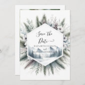 Forest Custom Mountain Wedding Save The Date (Voorkant / Achterkant)