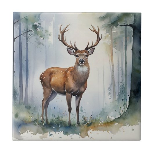 Forest Deer Ceramic Tegel Tegeltje (Voorkant)