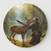 forest deer clock grote klok (Voorkant)