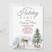 Forest Deer Corporate Holiday Kerstfeest Kaart (Voorkant)