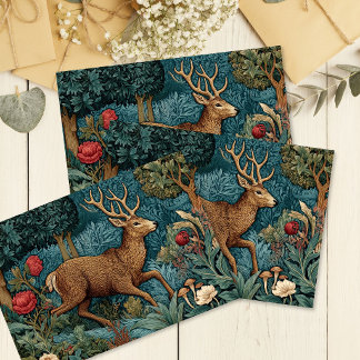 Forest Deer Cotagecore William Morris Decoupage  Tissuepapier