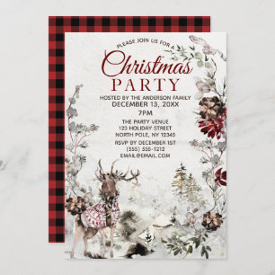 Forest Deer Country Kerstparty Kaart