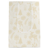 Forest Deer Folk Art Ivory Gift Bag Medium Cadeauzakje (Achterkant)