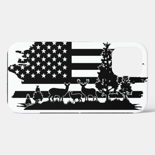 *~* Forest Deer Pines Modern American Flag AP27 Case-Mate iPhone Case (Achterkant (horizontaal))