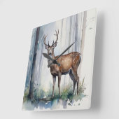 Forest Deer Wall Clock Vierkante Klok (Hoek)