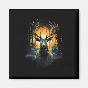 Forest Deer Wildlife Animal Illustratie 3 Magneet