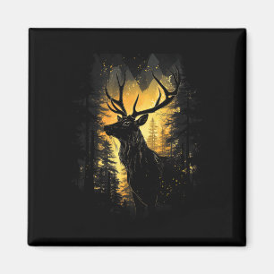 Forest Deer Wildlife Animal Illustratie 4 Magneet