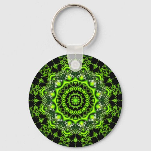 Forest Dome Mandala, Abstracte groene Bossen Sleutelhanger (Voorkant)