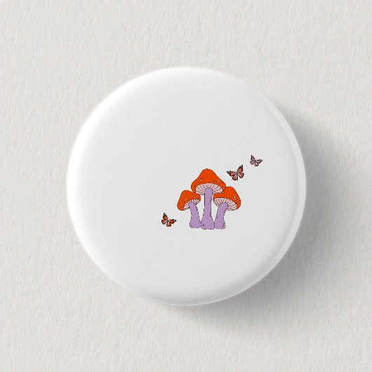 Forest Dreams – Artistic Mushroom Graphic Tee Ronde Button 3,2 Cm (Voorkant)