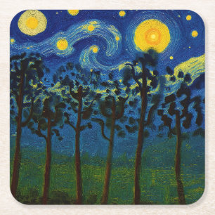 Forest Echoes of Infinity – Een boslandschap Vierkante Kartonnen Onderzetter