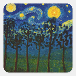 Forest Echoes of Infinity – Een boslandschap Vierkante Sticker