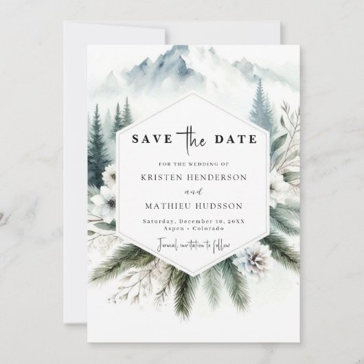 Forest Editable Mountain Wedding Save The Date (Voorkant)
