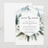 Forest Editable Mountain Wedding Save The Date (Voorkant / Achterkant)